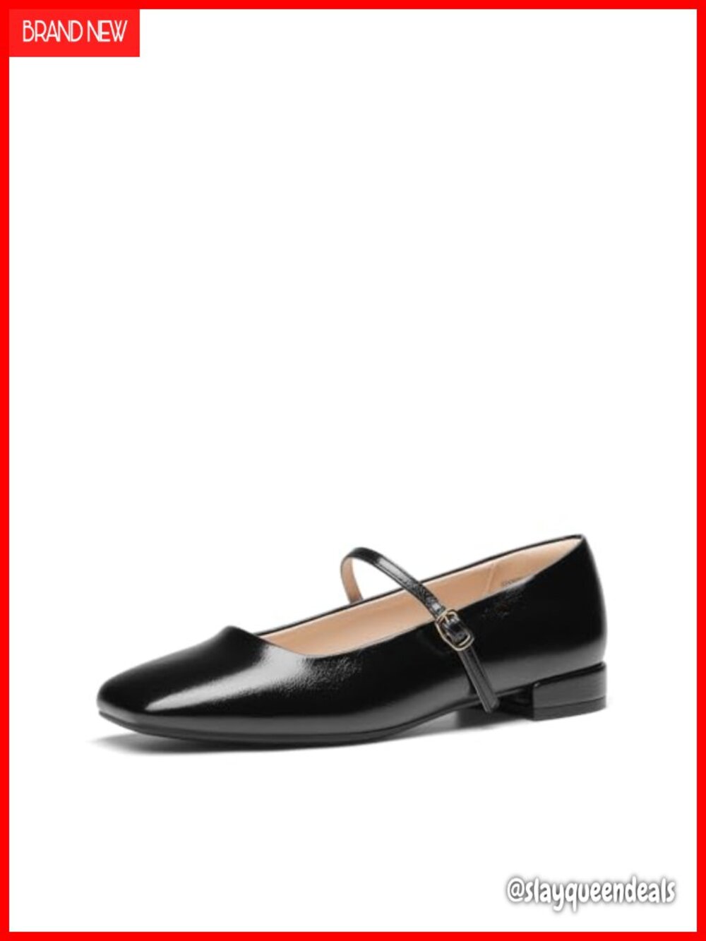 Women Square Toe Mary Jane Ballet Flats Faux Leather Cushioned Insole